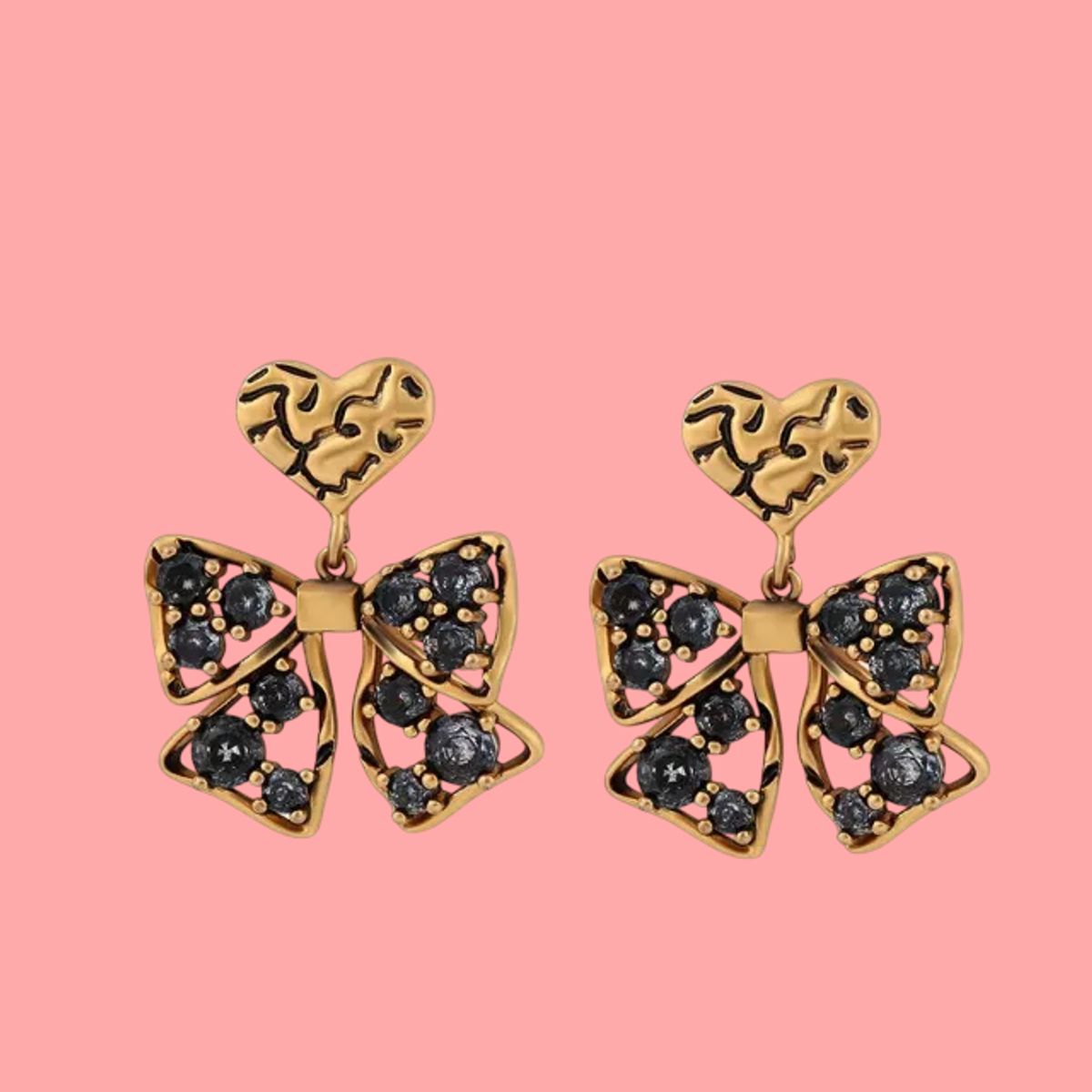 LUXURYJOYAS - Aros Cinta Vintage Oro Hecho Cristales Envejecidos bañado