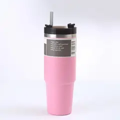 GENERICO - Vaso Termo MUG para bebida fría y caliente 890ML Rosa