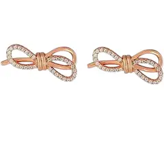 LUXURYJOYAS - Aros Swan Lazo Oro Rosa 18kt Con Cristales -exclusivo bañado