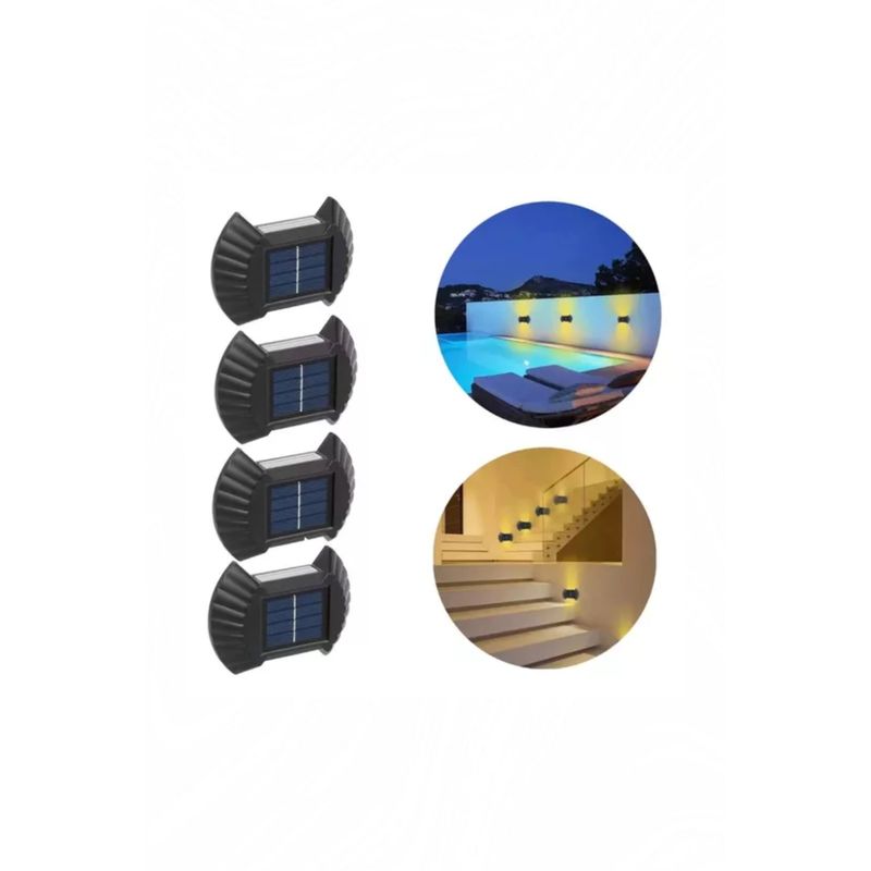 GENERICO - Kit 4 Luces Solares Patio Y Jardín Para Escaleras Y Muros