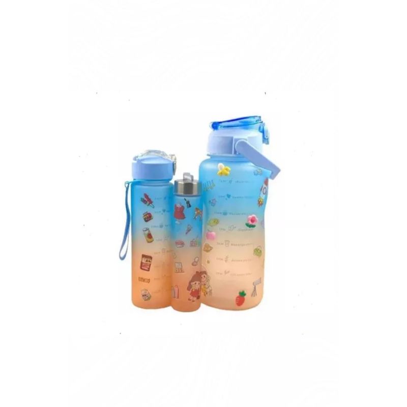 GENERICO - Pack De 3 Botellas Motivacional 2 Litros 900ml 300ml Agua