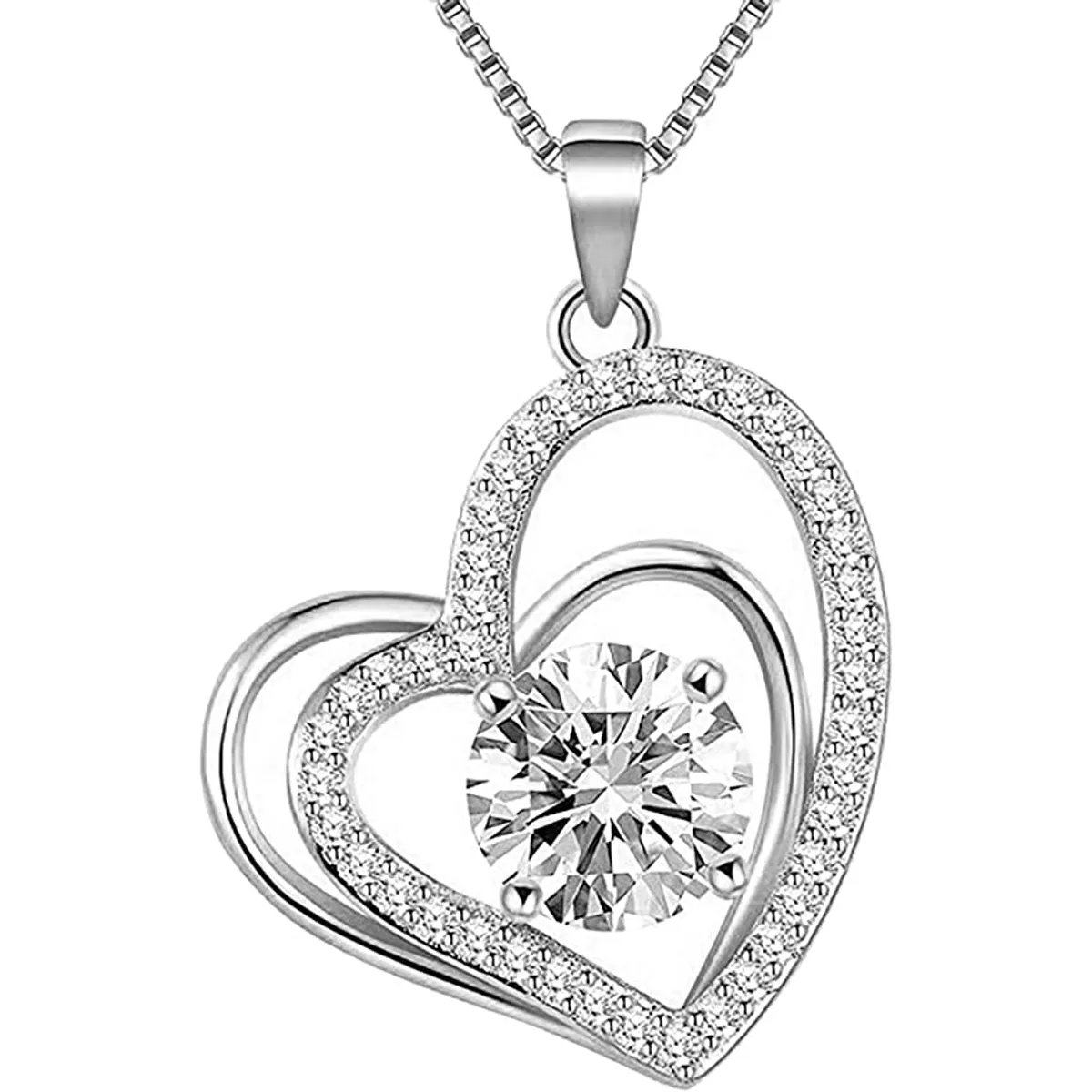 LUXURYJOYAS - Collar Y Dije Mujer Oro Blanco 18kt Cristales Baño