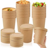 Pote Kraft Desechable Con Tapa 16oz 473ml 100 Unidades