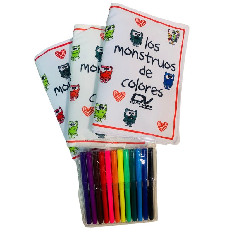 GENERICO - LIBRO DE LAS EMOCIONES PINTABLE Y LAVABLE INCLUYE LAPICES