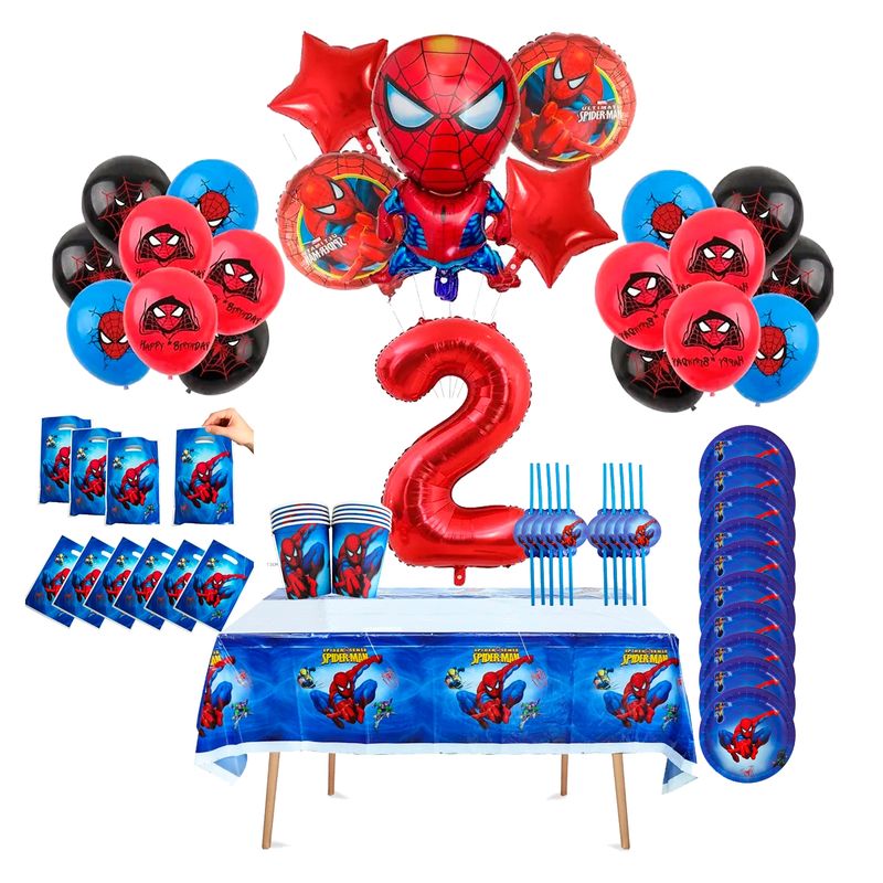 GENERICO - Set Cumpleaños Spiderman Para 10 Pers Incluye Accesorios N2