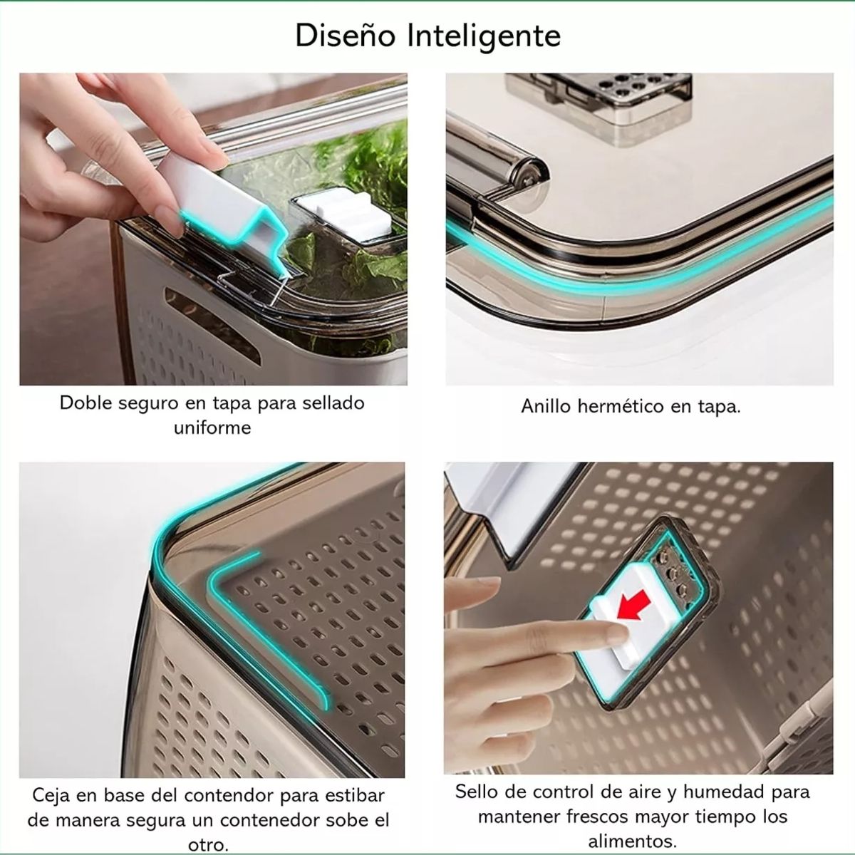 GENERICO - Organizador Refrigerador Cocina Set De 3 Contenedores Tapa