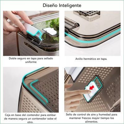 Imagen 2 del producto Organizador Refrigerador Cocina Set De 3 Contenedores Tapa