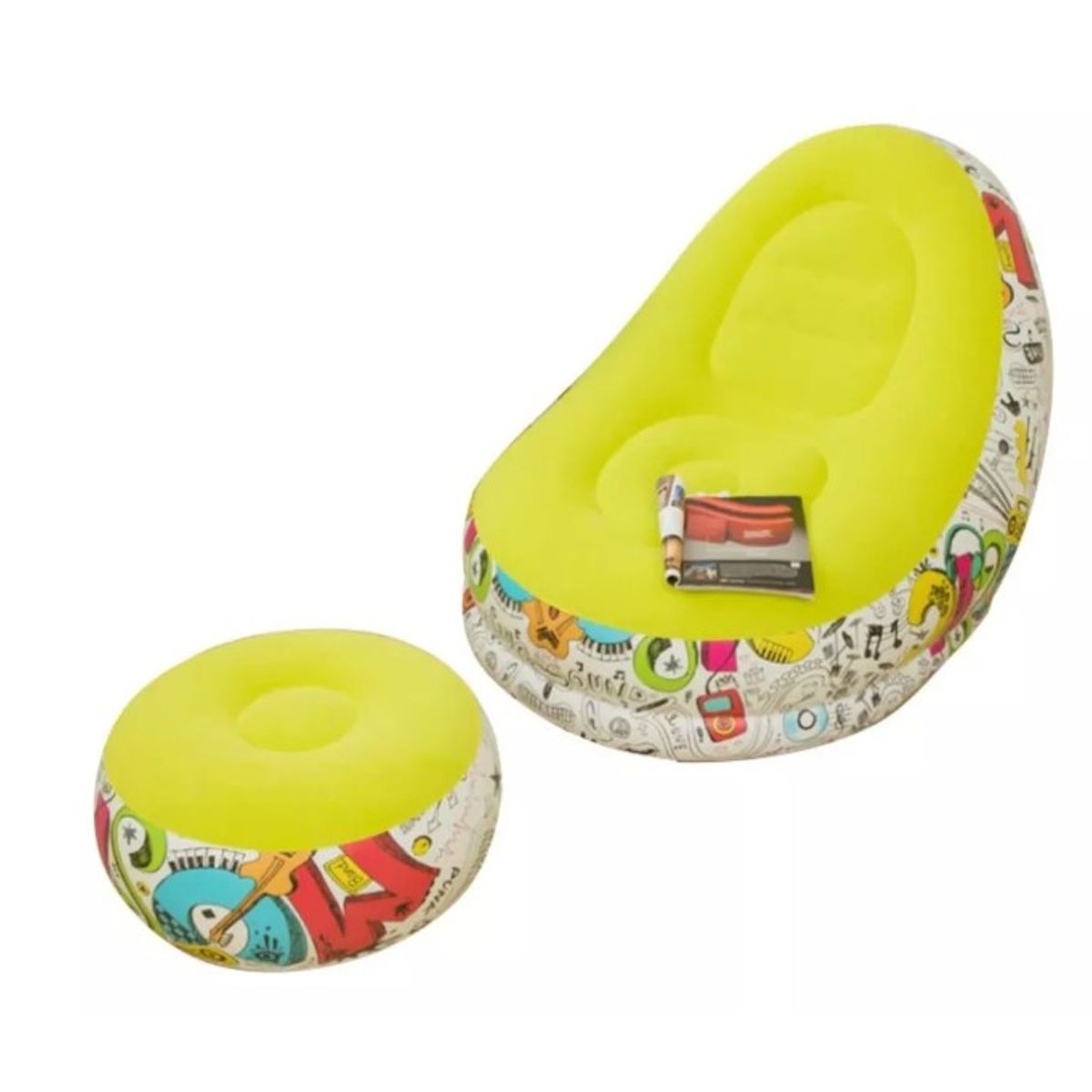GENERICO - Sofá Inflable Silla Lectura Sillón Ocio Perezoso+reposa Pies Verde