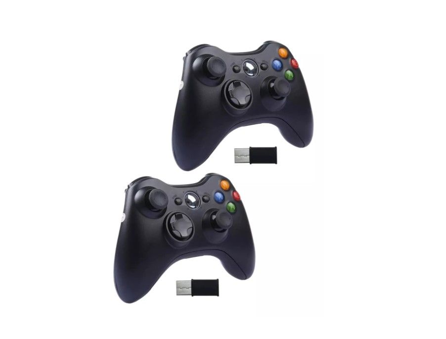 GENERICO Pack X2 Control Mando Para Xbox 360 Pc Joystick Inalámbrico Negro