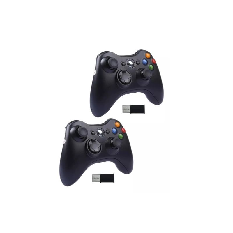 GENERICO - Pack X2 Control Mando Para Xbox 360 Pc Joystick Inalámbrico Negro