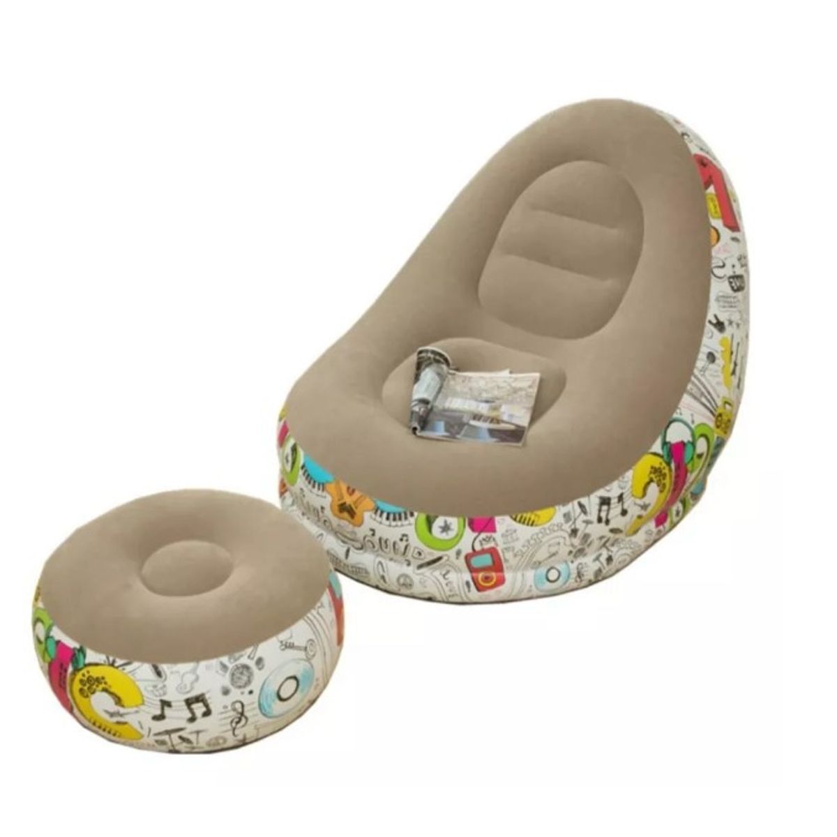 GENERICO - Sofá Inflable Silla Lectura Sillón Ocio Perezoso+reposa Pies Marrón