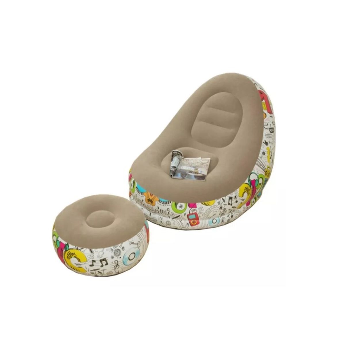 GENERICO - Sofá Inflable Silla Lectura Sillón Ocio Perezoso+reposa Pies Marrón