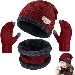LUKOVEE - Conjunto Gorro Cálido Bufanda Y Guantes Unisex 3 Piezas