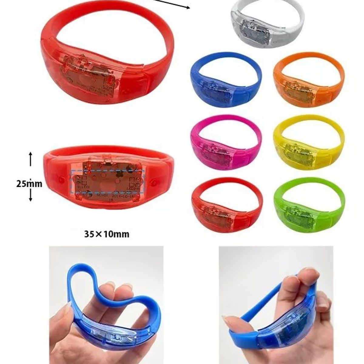 KUANGYE - Pulseras Fluorescentes Led Control De Sonido Fiesta Fluor