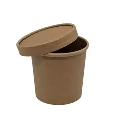 GENERICO - Pote Kraft Desechable Con Tapa 16oz 473ml 50 Unidades