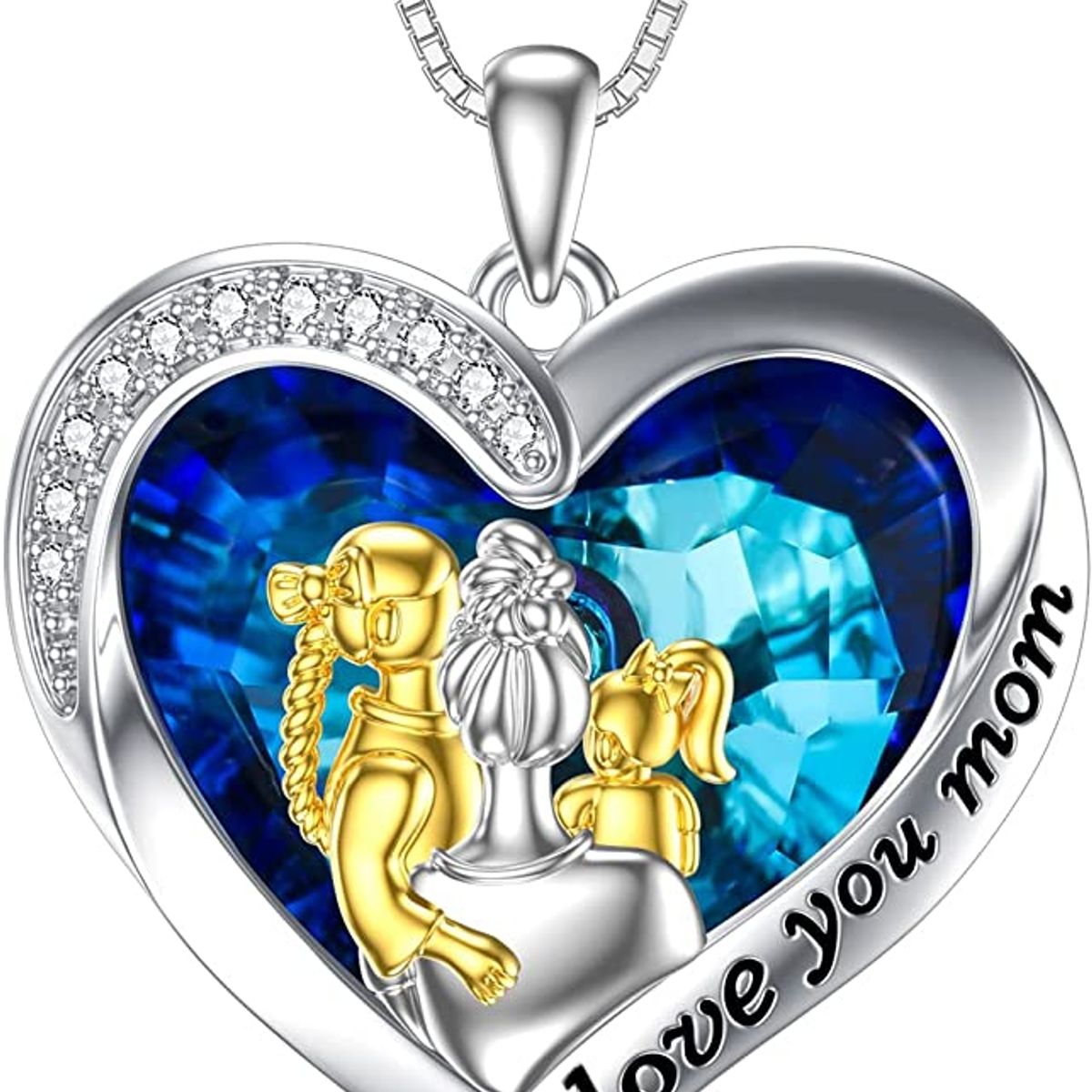 GENERICO - Collar mamá con dos hijas cristal plata 925