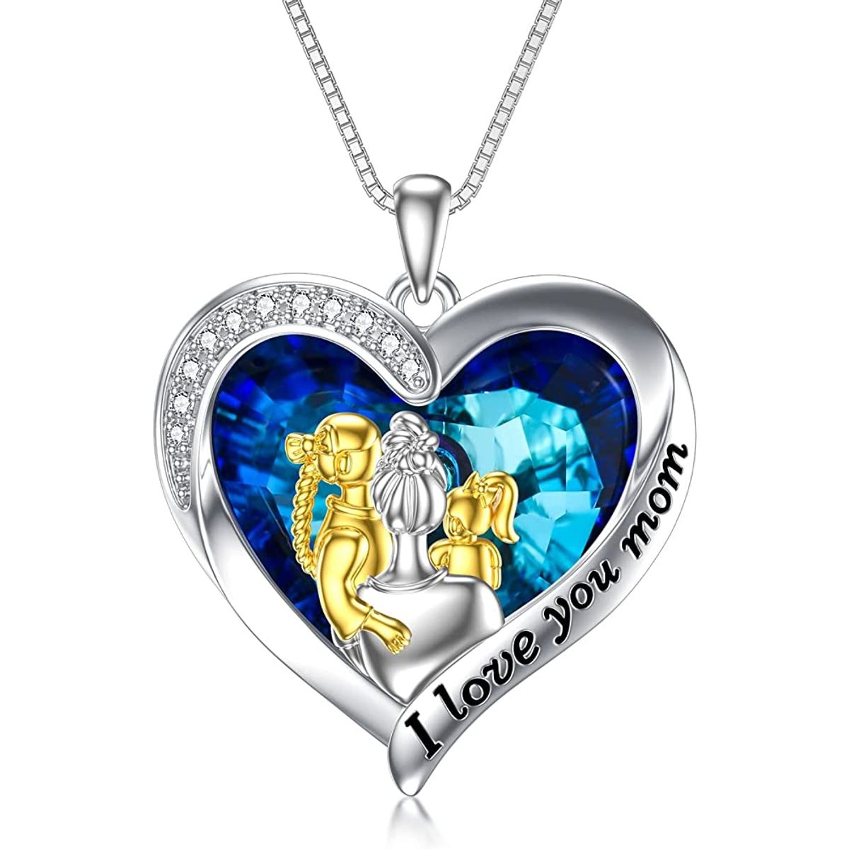 GENERICO - Collar mamá con dos hijas cristal plata 925