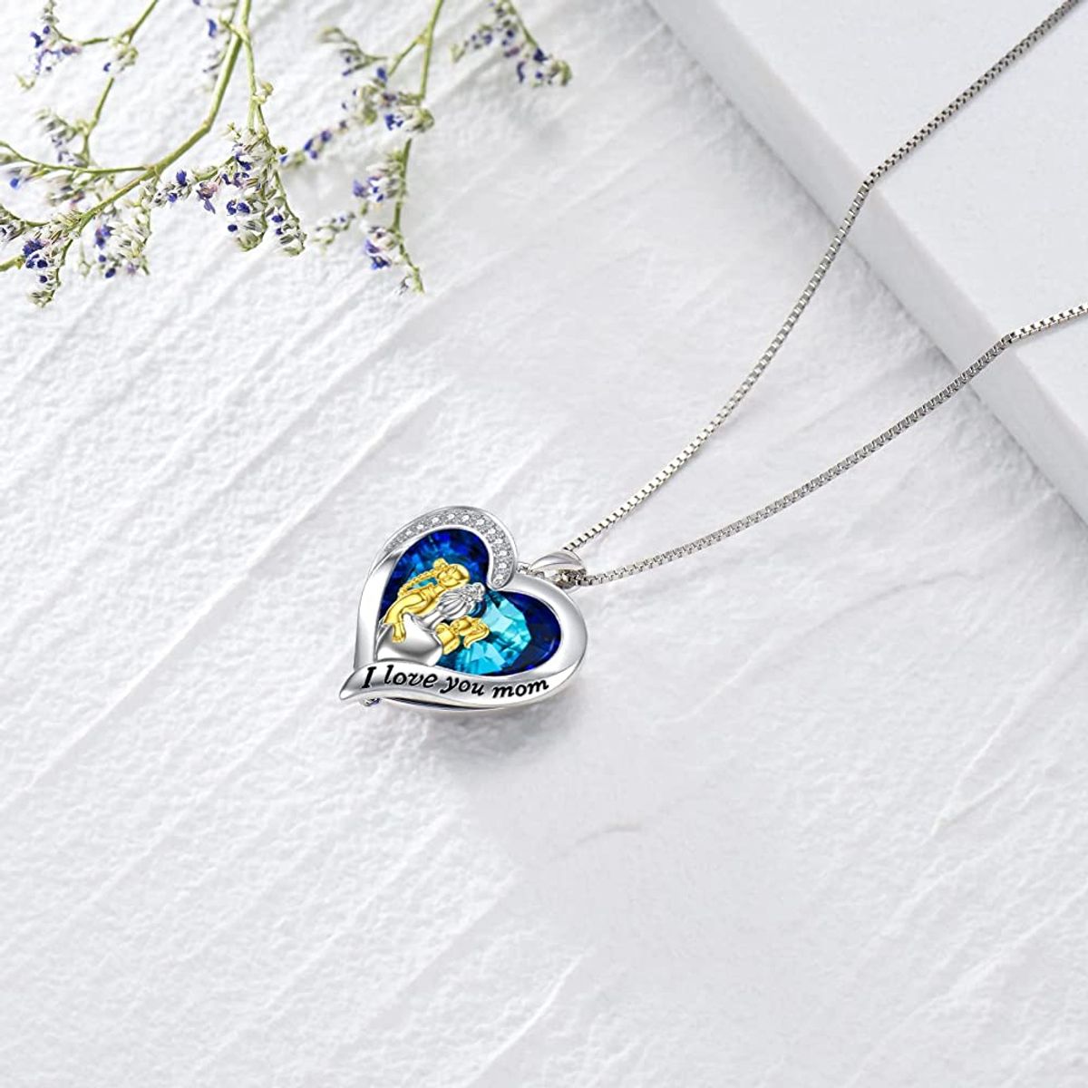 GENERICO - Collar mamá con dos hijas cristal plata 925