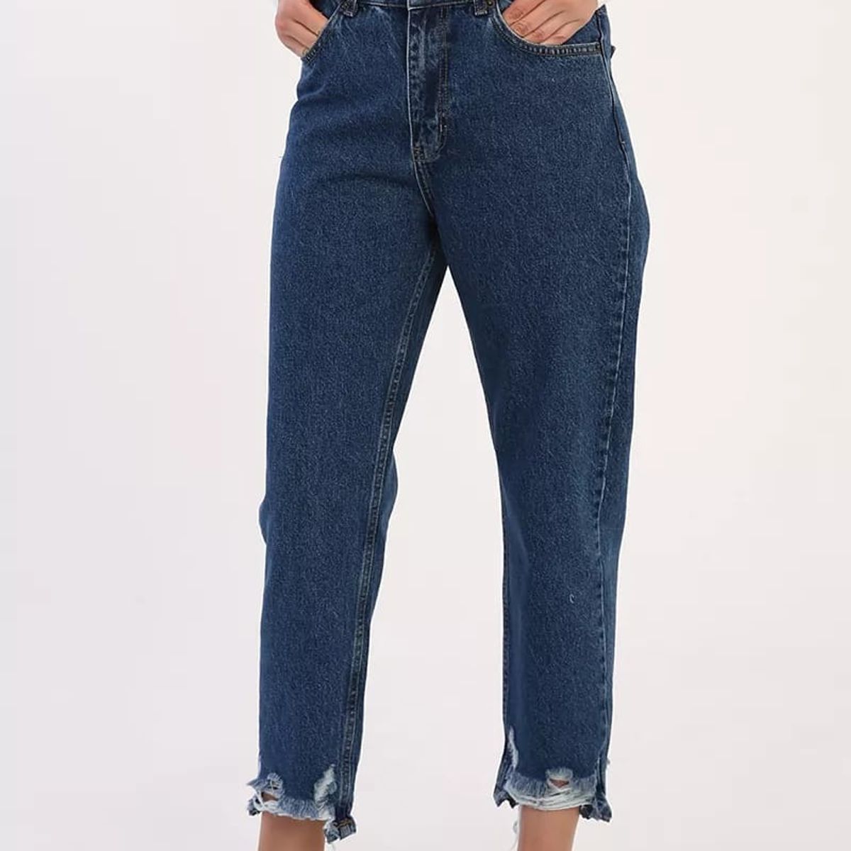MROTTO - Pantalon Mom Jeans Denim Mujer Azul Tiro Alto