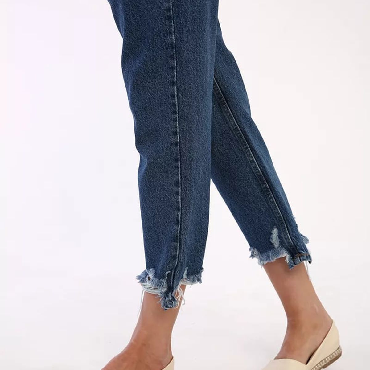 MROTTO - Pantalon Mom Jeans Denim Mujer Azul Tiro Alto