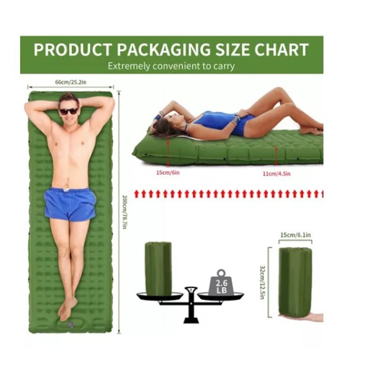 GENERICO - Colchón Para Dormir Verde