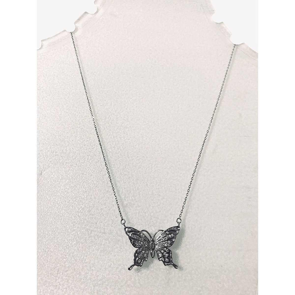 TAETHAI - Gargantilla de plata 925 con dije de Mariposa circones.