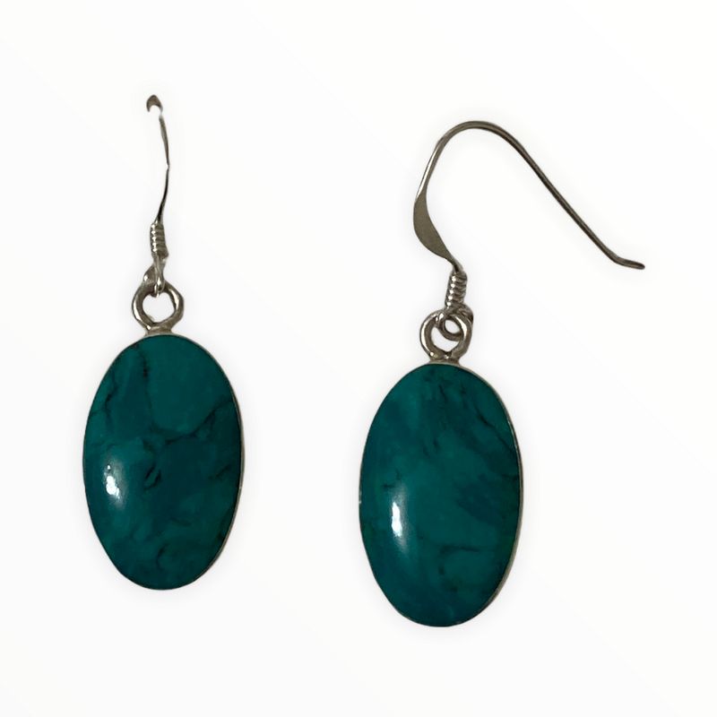 TAETHAI - Aros colgantes de plata 925 con piedra Crisocola