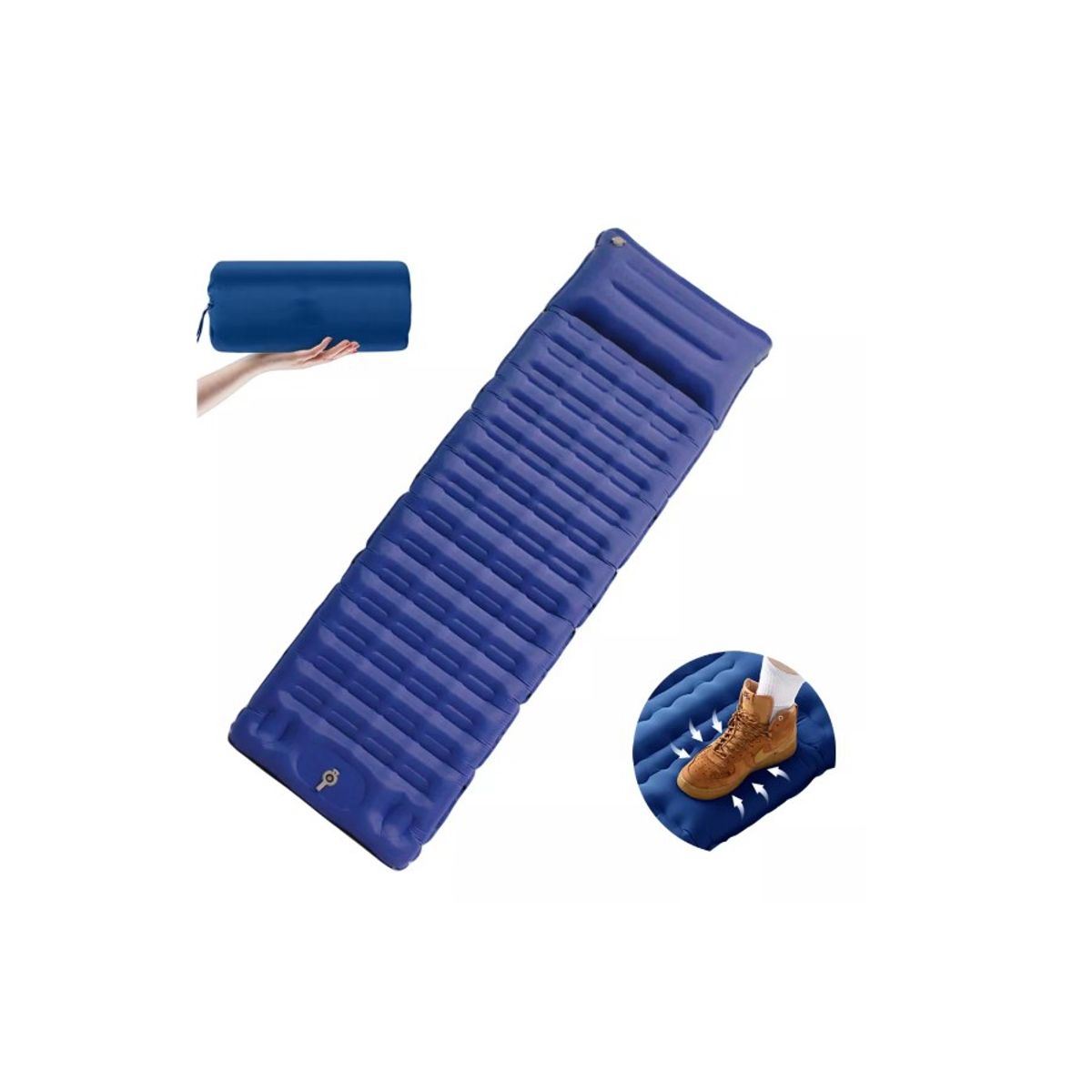 GENERICO - Colchon Inflable Individual Camping Con Almohada Azul