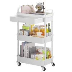 YOMYM - Carrito Carro Organizador Ruedas 3 Niveles Con Cajones 78×39×29cm