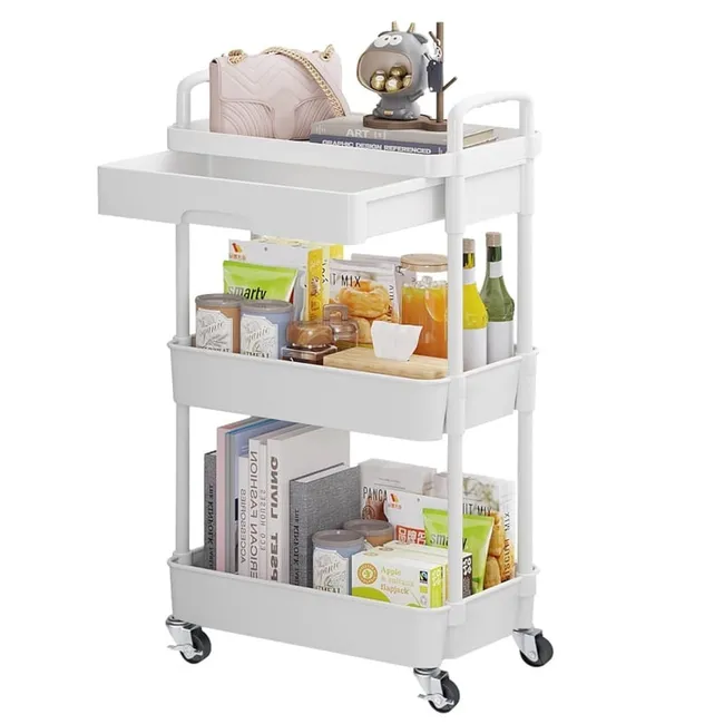 YOMYM - Carrito Carro Organizador Ruedas 3 Niveles Con Cajones 78×39×29cm