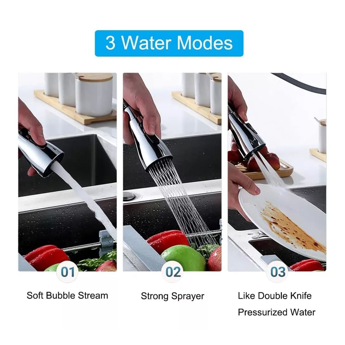 GENERICO - Grifo Llave Lavaplatos Monomando Llave De Agua Flexible 360°