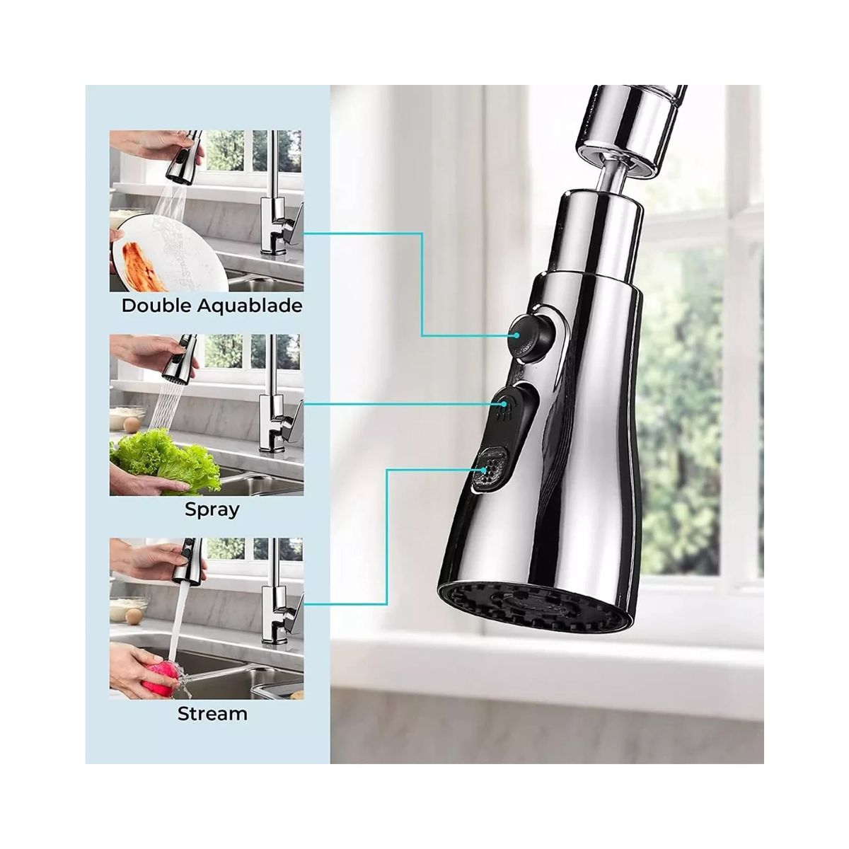 GENERICO - Grifo Llave Lavaplatos Monomando Llave De Agua Flexible 360°