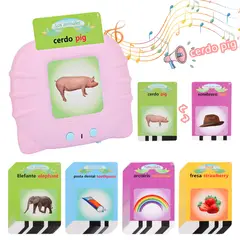LUKOVEE - Máquina Didáctica Rosa Con 112 Tarjetas Español-inglés Niños