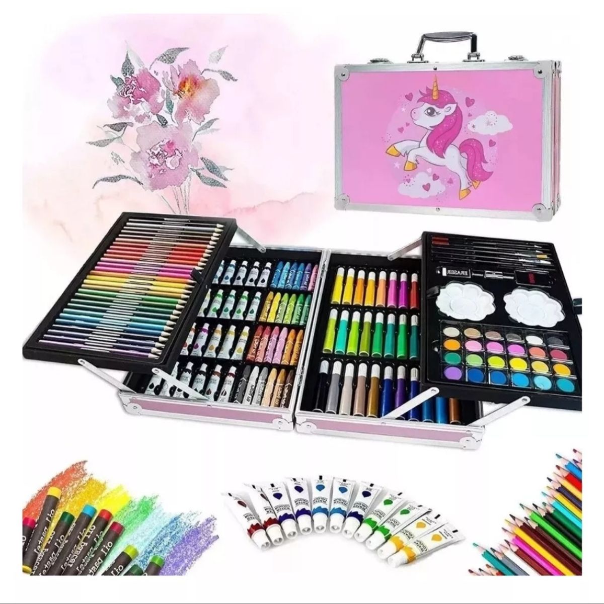 GENERICO - Set 145 Lapices De Color Lapices Colores Maleta Escolar