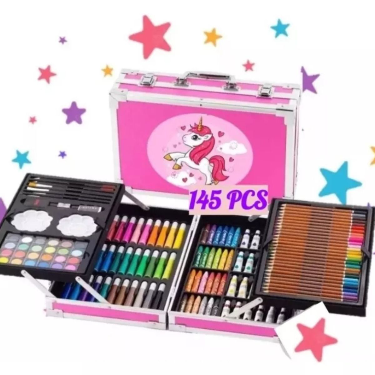 GENERICO - Set 145 Lapices De Color Lapices Colores Maleta Escolar