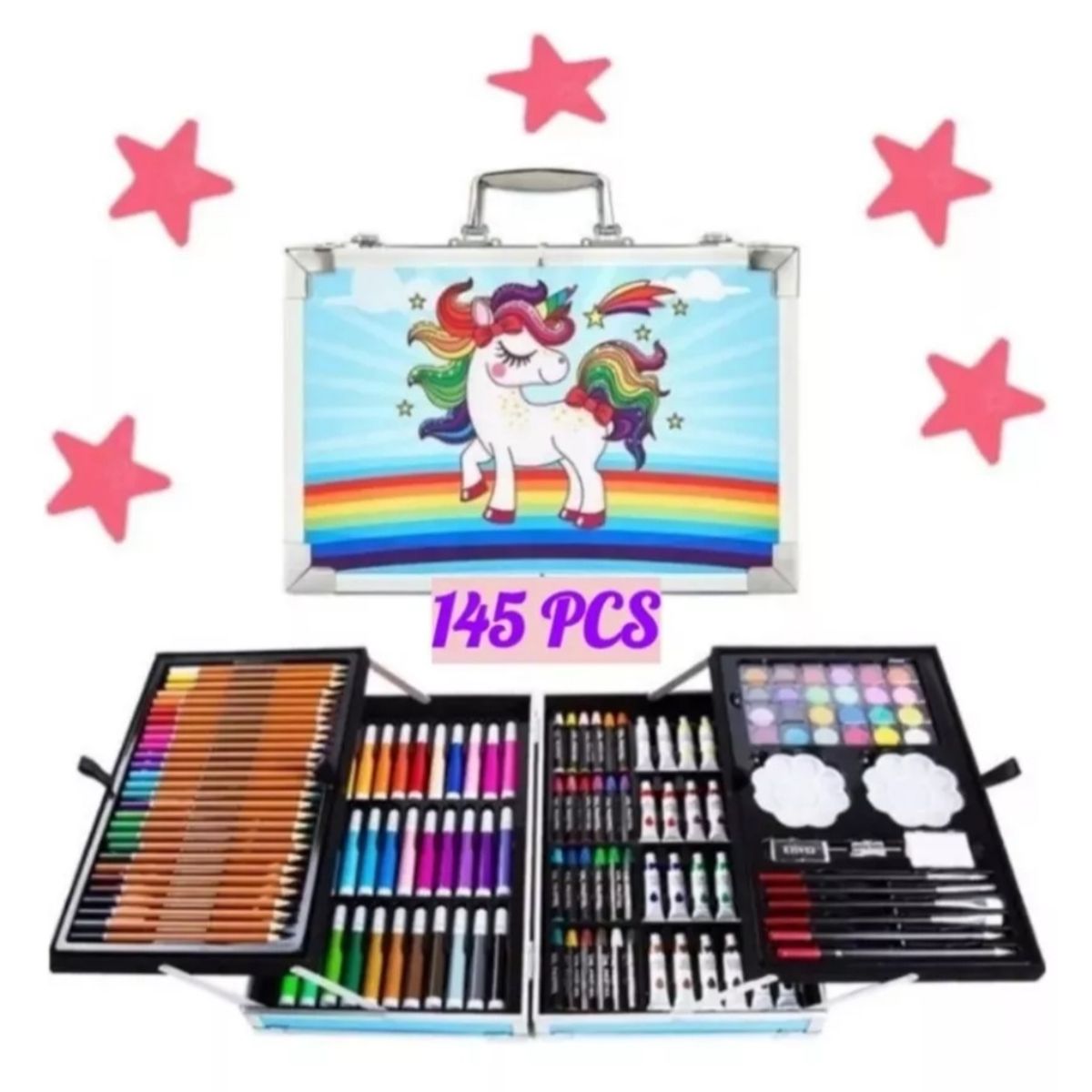 GENERICO - Set 145 Lapices De Color Lapices Colores Maleta Escolar