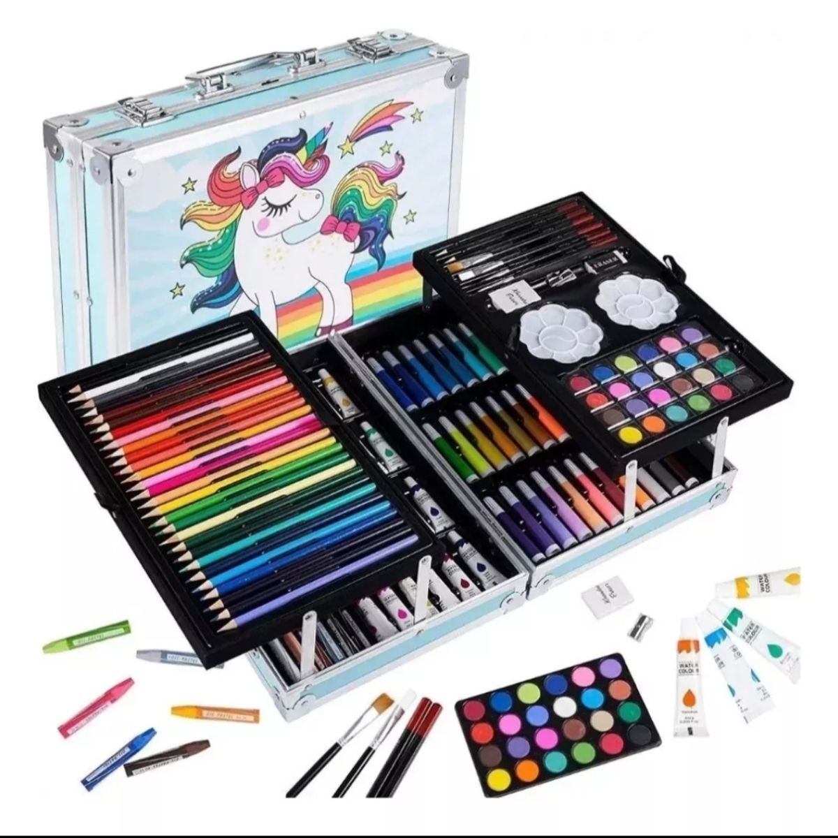 GENERICO - Set 145 Lapices De Color Lapices Colores Maleta Escolar