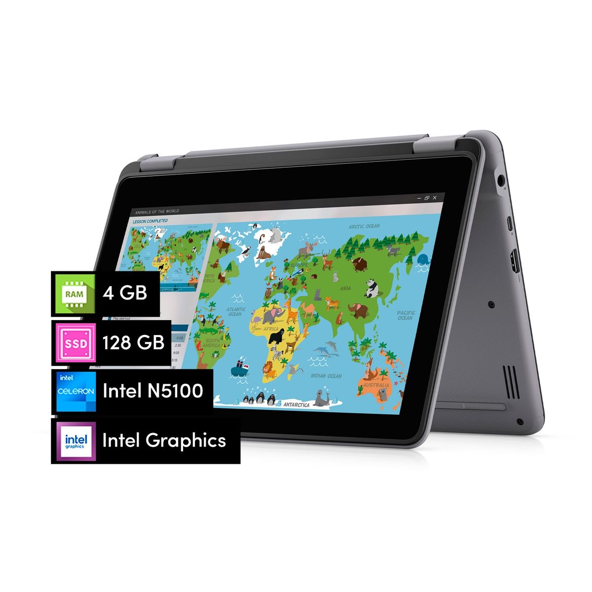 DELL - Notebook Dell 2 en 1 Latitude 3120 Celeron 4GB 128SSD 11.6" HD Táctil W11