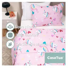 GENERICO - Cubrecama Cobertor Quilt Niña + Funda Almohada 1,5 Plaza