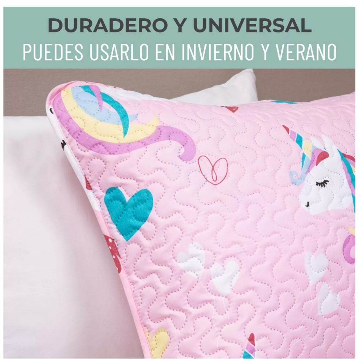 GENERICO - Cubrecama Cobertor Quilt Niña + Funda Almohada 1,5 Plaza