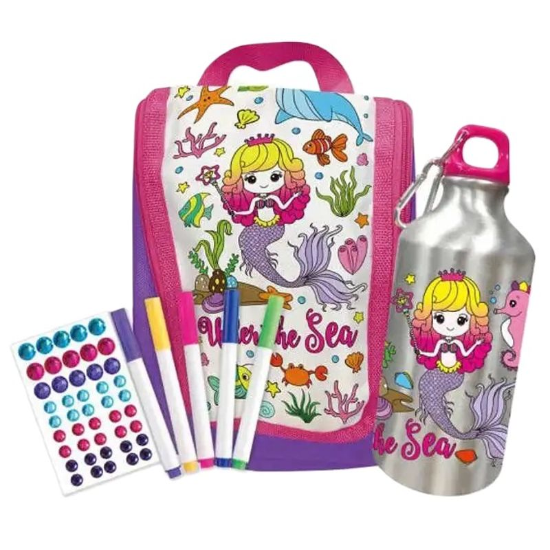 GENERICO - Mochila Y Botella De Agua Sirena Manualidad Para Decorar