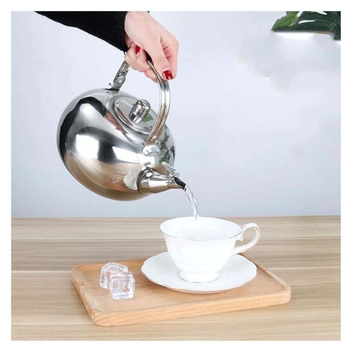 GENERICO - Hervidor de Té con Infusor de Acero y Base Plana 18 cm