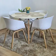 CORI CORI - Comedor Mesa Eames Melamina 100cm + 4 Sillas Cup Blanco
