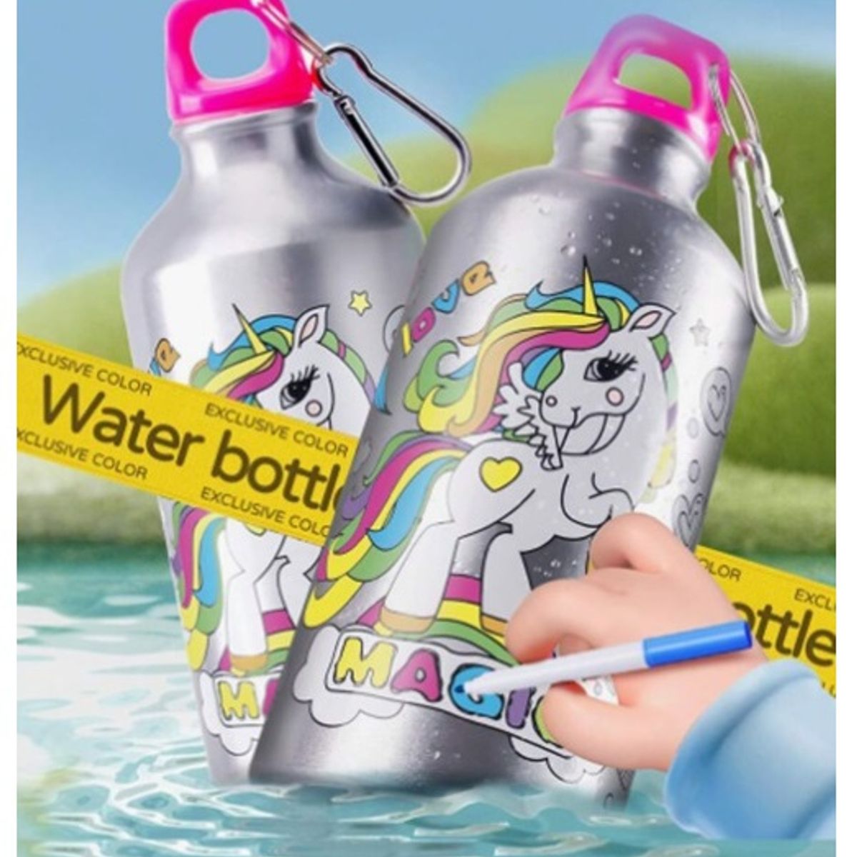 GENERICO - Botella De Agua Unicornio Manualidad Decorar Regalo Niña