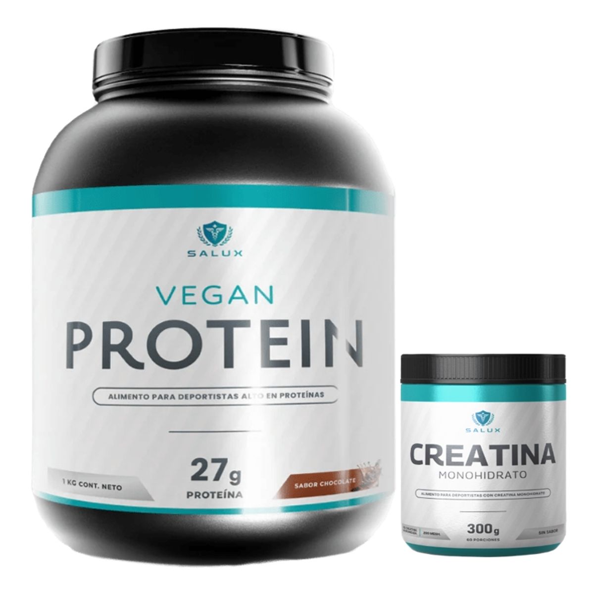 GENERICO - Proteína Vegana 1kg Sabor ChocolateCreatina monohidratada 300g Salux