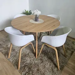 CORI CORI - Comedor Mesa Wood 120cm + 4 Sillas Cup Blanco