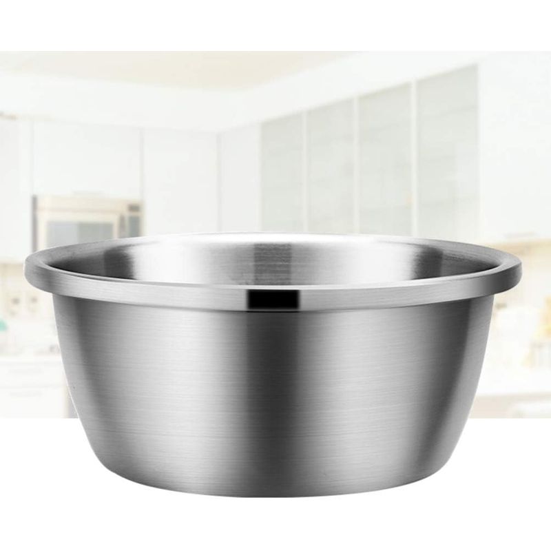 GENERICO - Bowl Ensaladera Redondo Fuente Base Plana Acero Cocina 26CM.