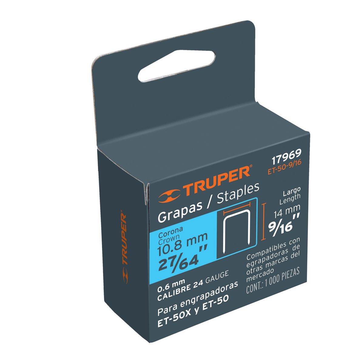 TRUPER - Grapa 9/16 Pulgadas Et-50-9/16 (14mm) 1.000 Pzas