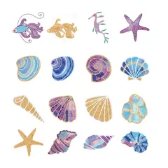 ARTE CONSENTIDO - Pintura con diamantes set stickers Mundo marino 16 unid