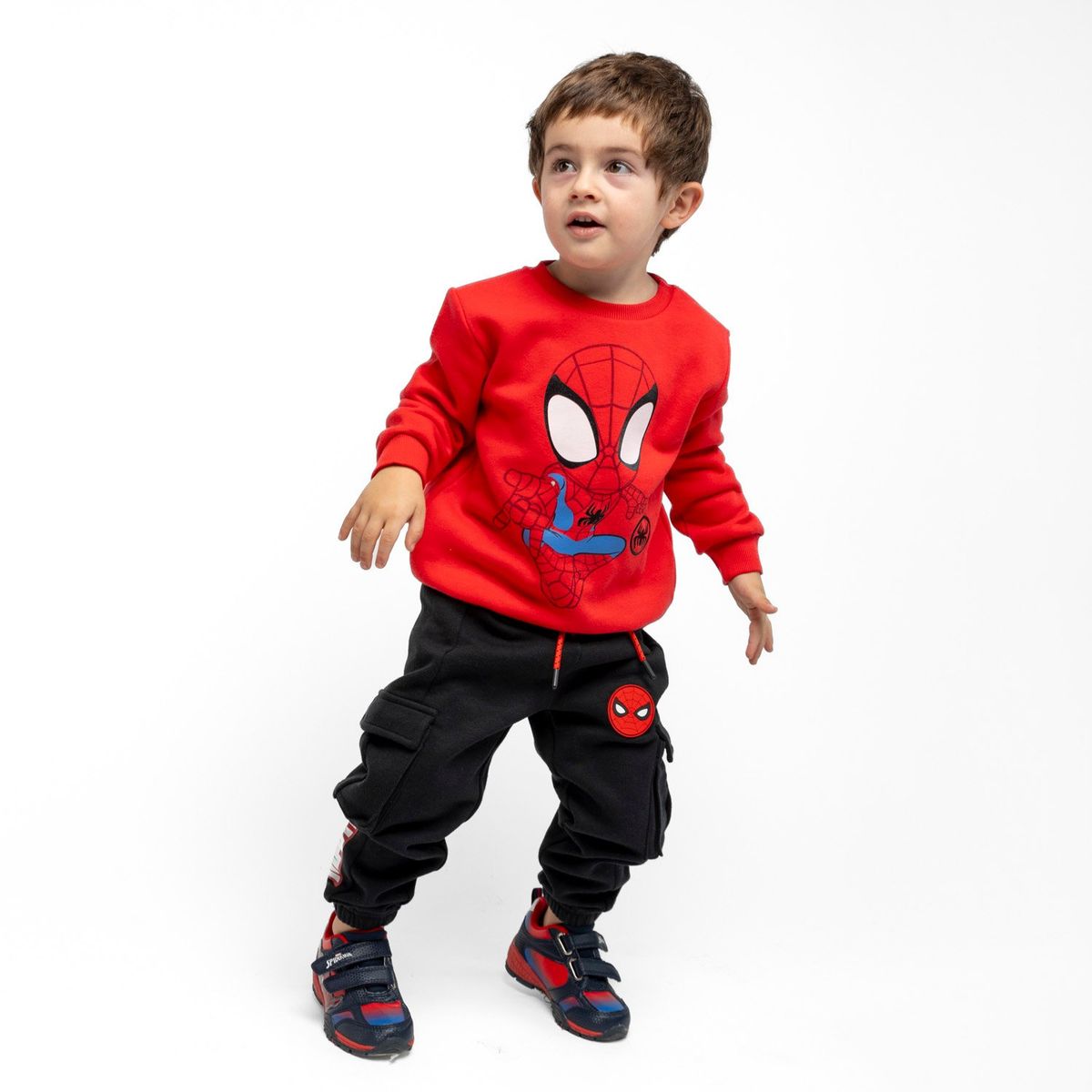 MARVEL - Pantalon de Buzo Niño Bolsillo Spiderman Negro Marvel
